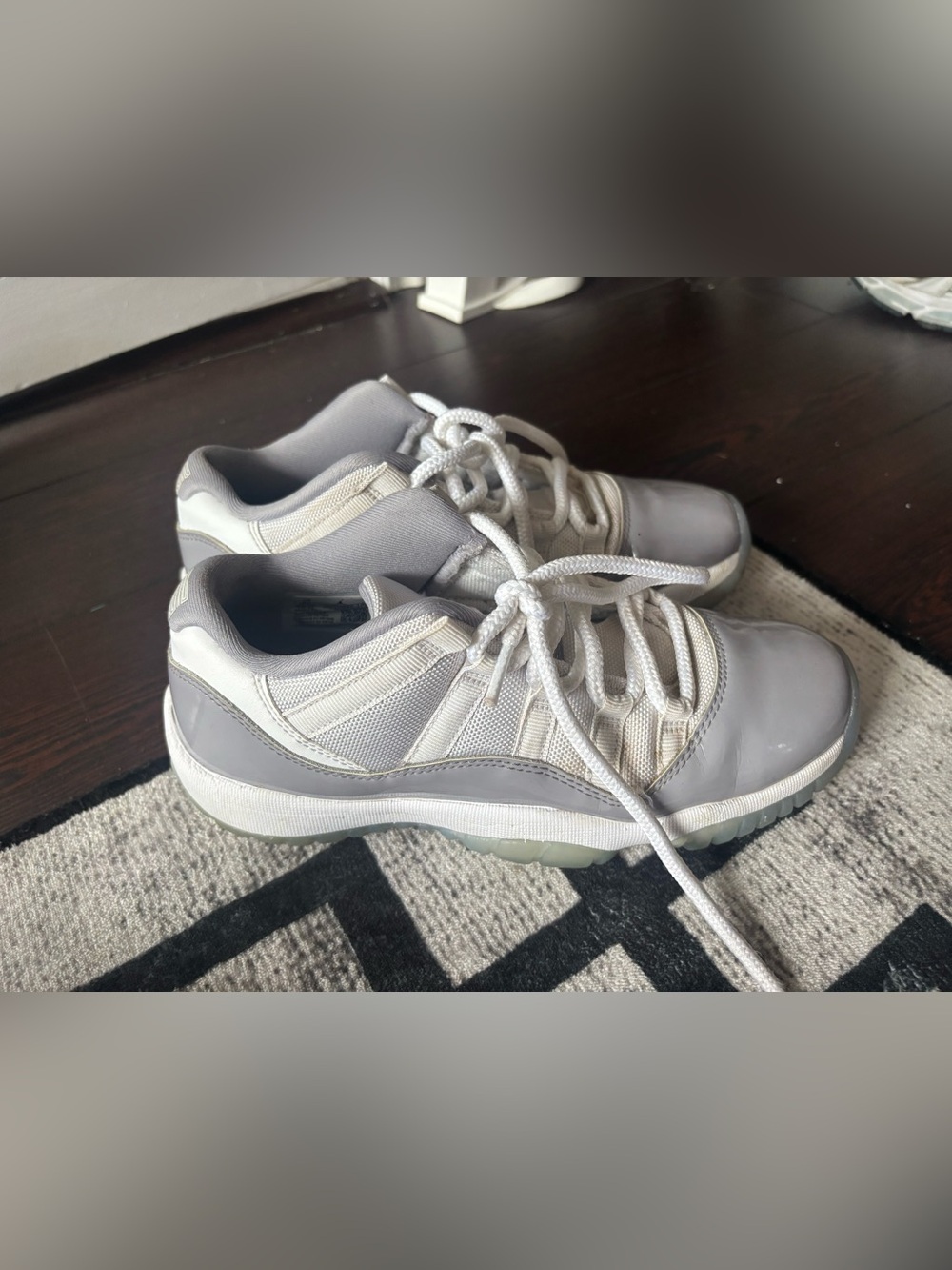 Jordan 11s Gray and White Low Tops